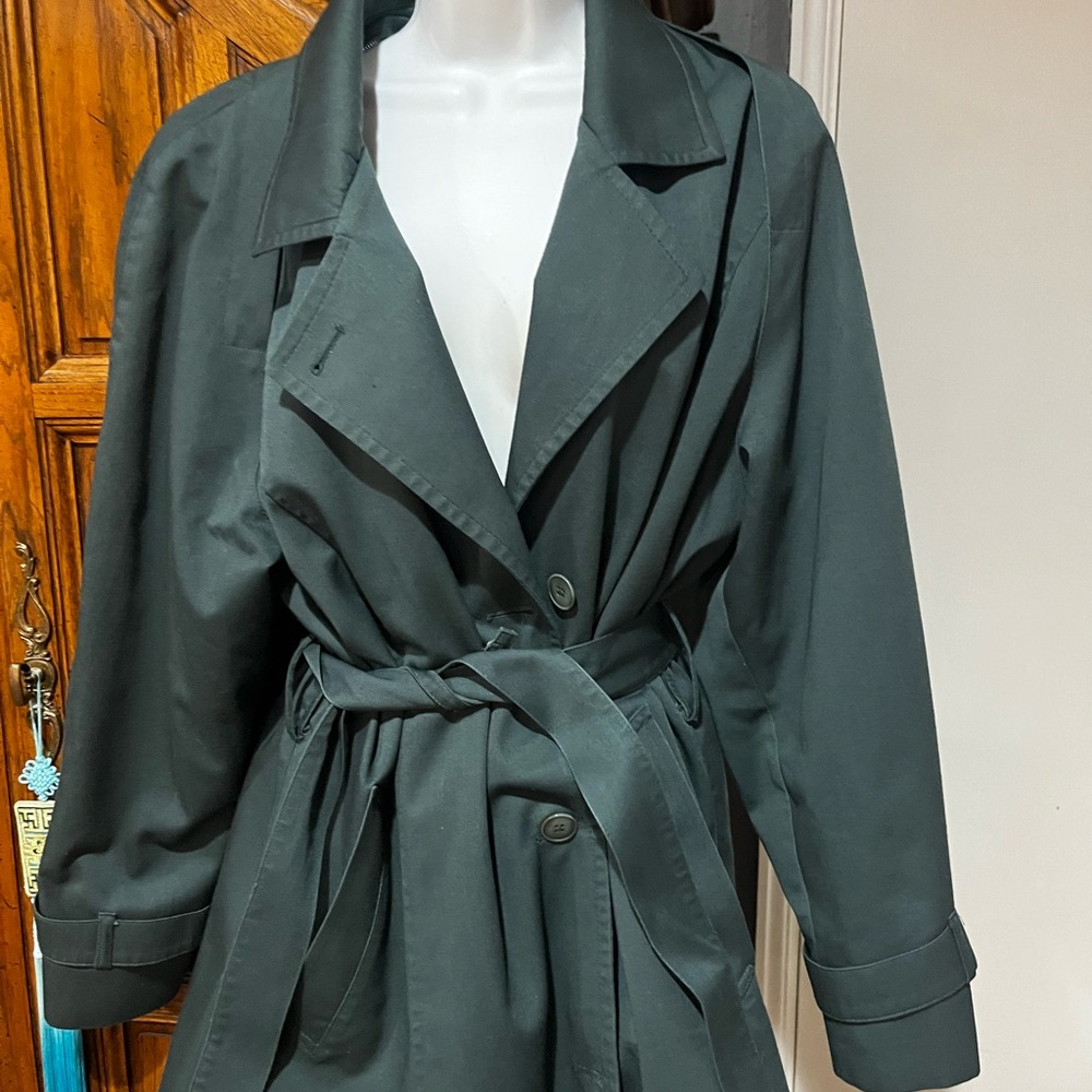 London Fog Forest Green Trench Coat vintage.